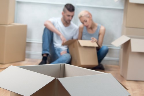 Customer service representative assisting movers